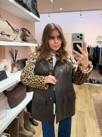 Veste en cuir vintage taille 36 fourrure 11/10