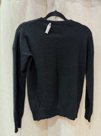 Zadig & Voltaire - Pull noir col rond, inscription rose Love - T.XS 11/09