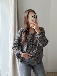 One Step - Chemise bleu marine taches jaunes - bleu marine taches jaunes - 44