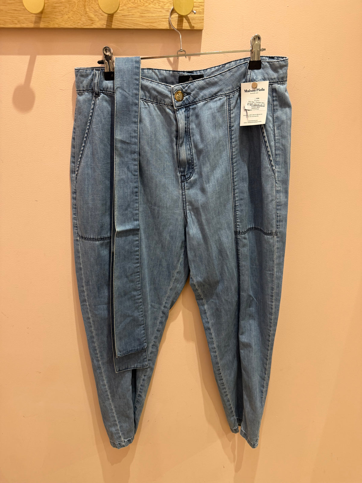 One Step - Pantalon bleu ciel fluide - bleu ciel - 42