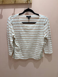 J.Crew Top beige rayures manches longues T.M