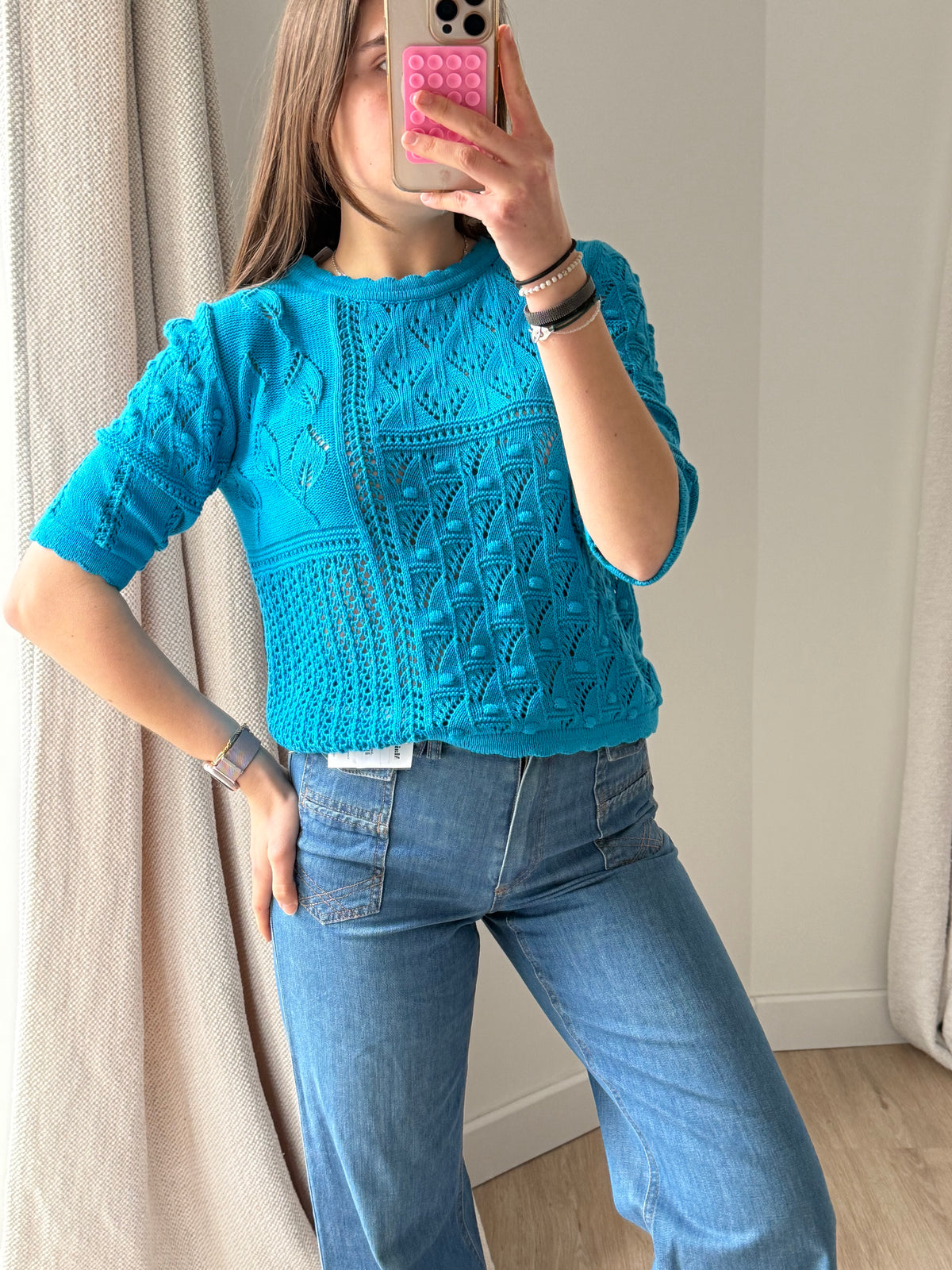 Flirt pull bleu manches 3/4 T.L