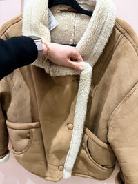Veste effet peau lainé beige - TU