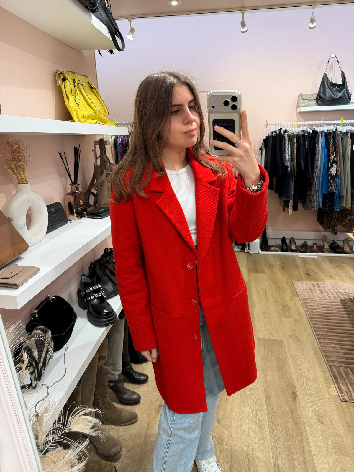 Manteau rouge en laine - Claudie Pierlot - T.38 20/10