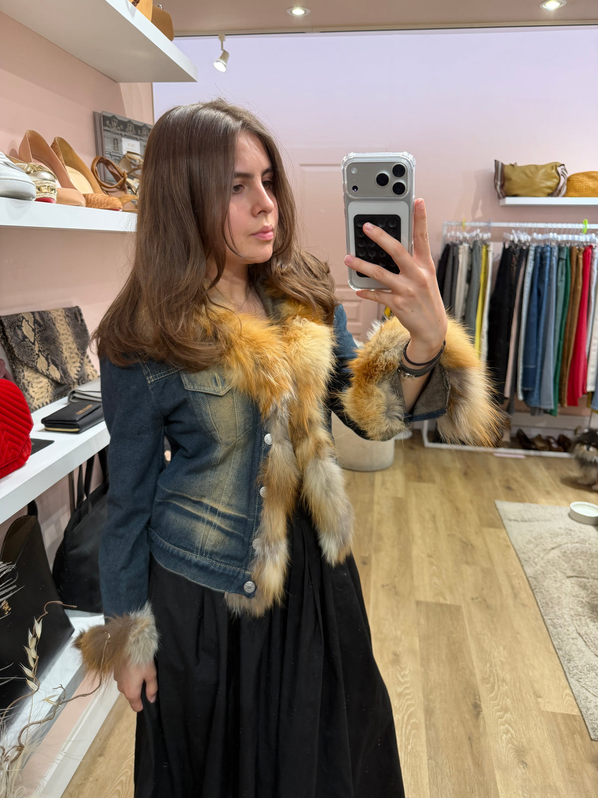 Veste en jean et fourrure T.38 08/08
