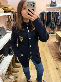 Gilet long bleu marine en laine Claudie Pierlot T.S 15/10