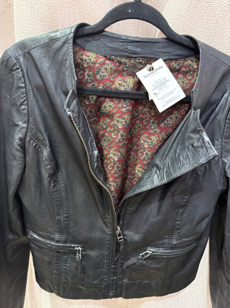 Veste cuir noir I.Code doublure rouge T.38