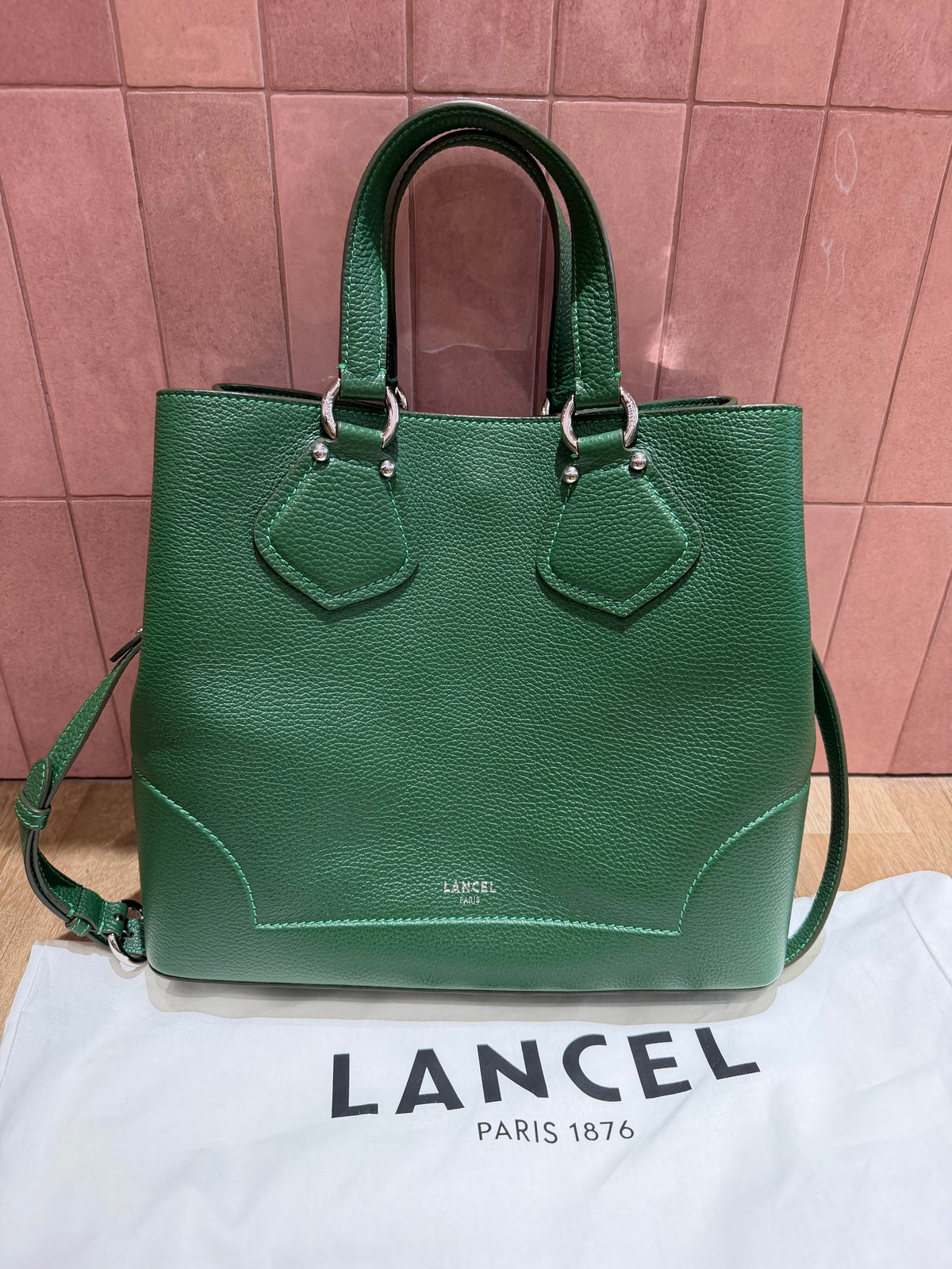 Lancel sac cabas vert 02/09 cuir