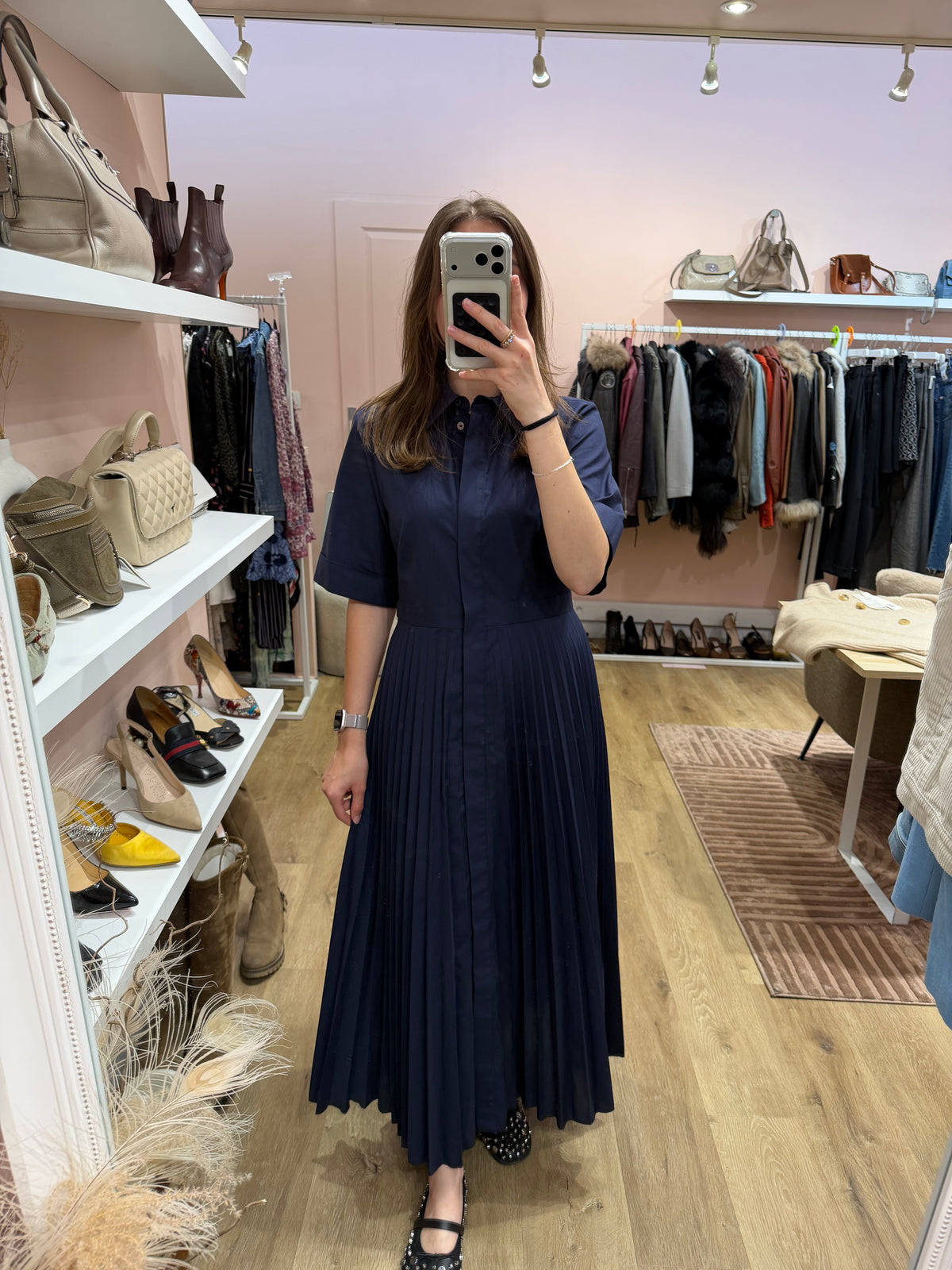 Robe longue bleu marine plissée - Paul & Joe - Taille 36 21/09