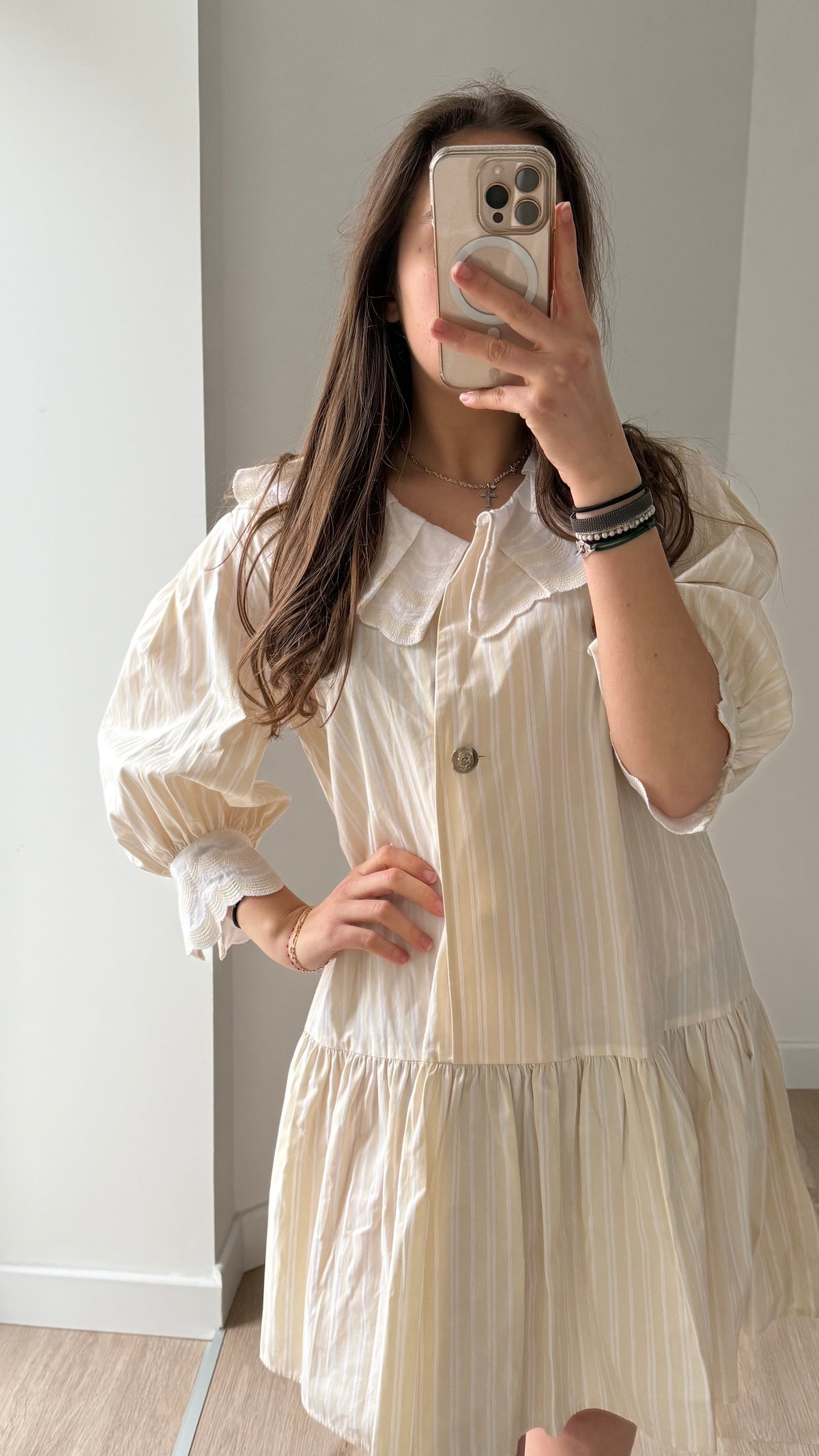 Robe blanche Sandro rayures jaune T.38