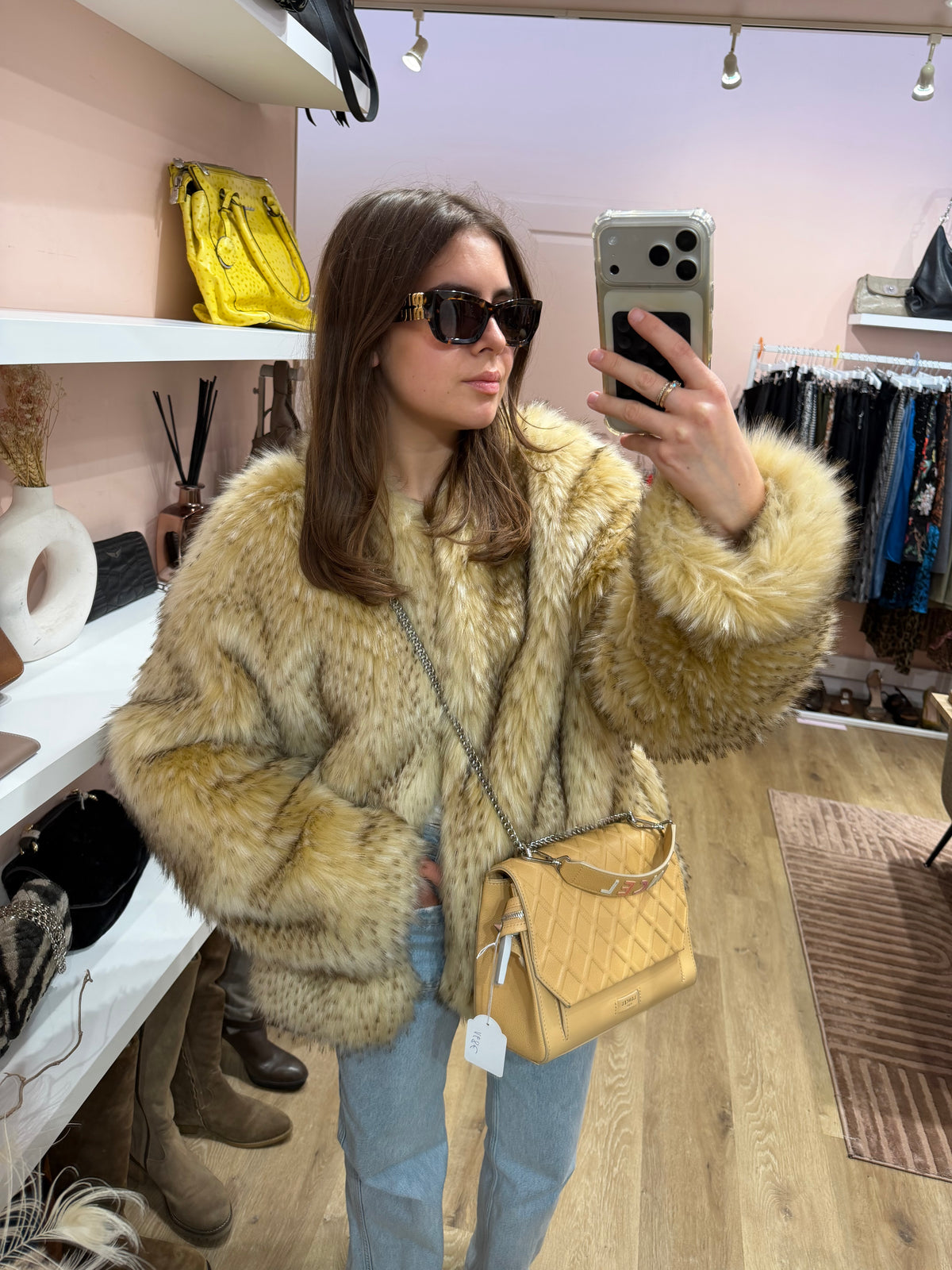 Manteau beige fourrure Iro T.38 20/10 très bon état