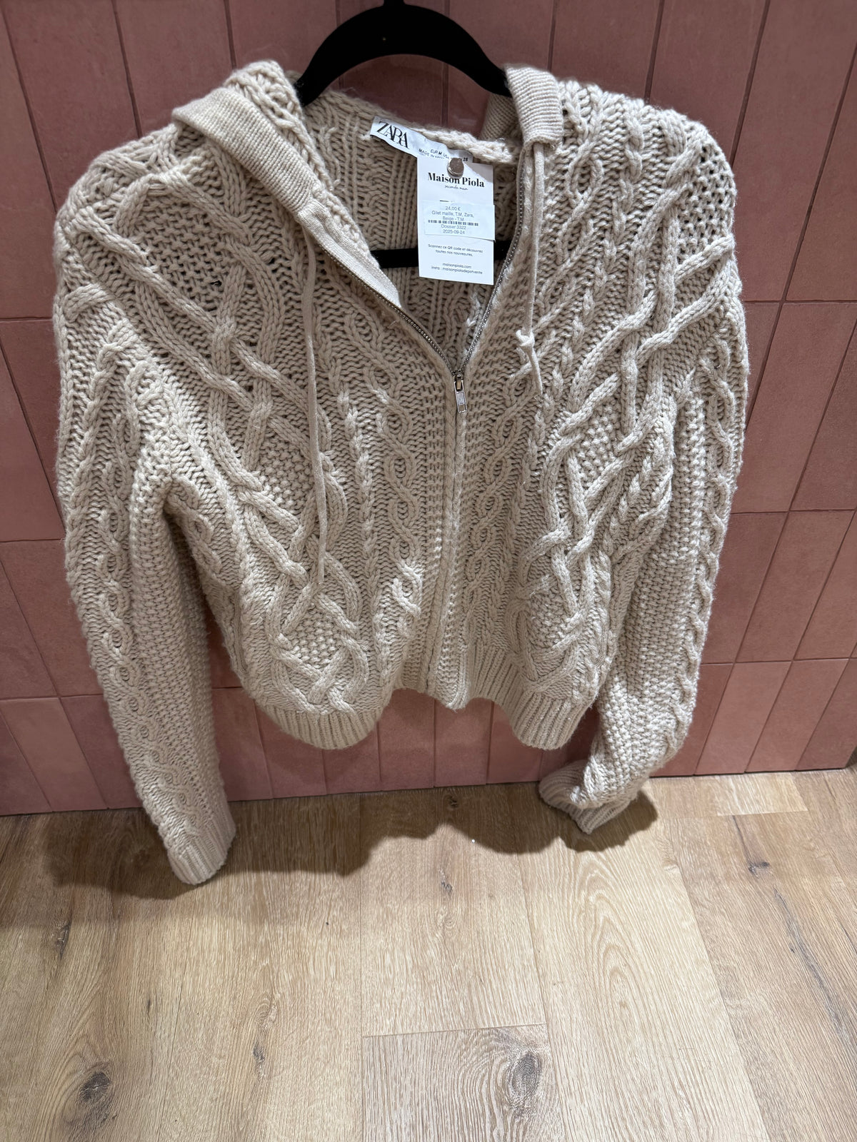 Gilet maille, T.M, Zara, Beige