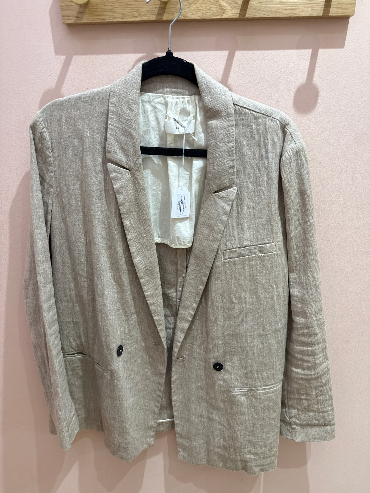 Blazer en lin beige Pomandere T.44
