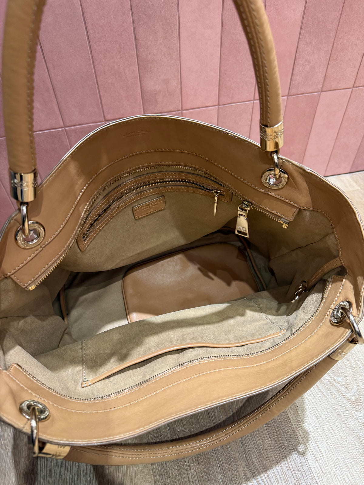 Sac cabas cuir camel Lancel