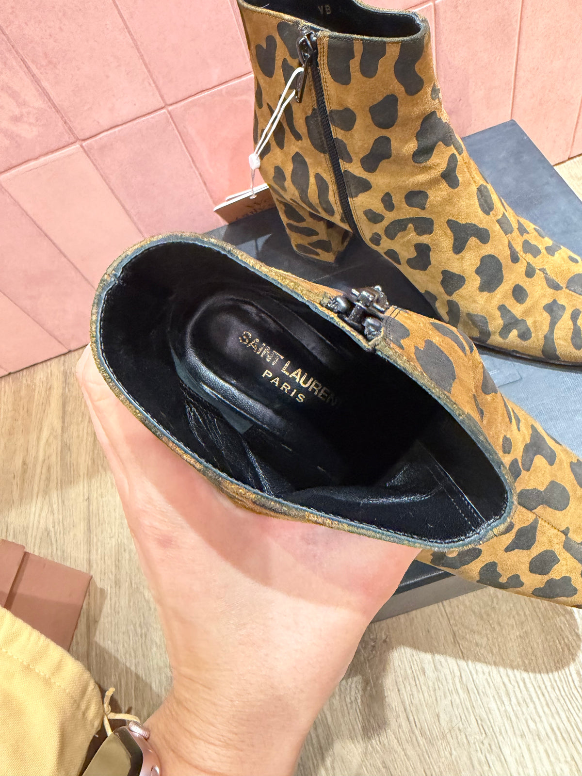 Bottines marron léopard Saint Laurent - T.38 07/10