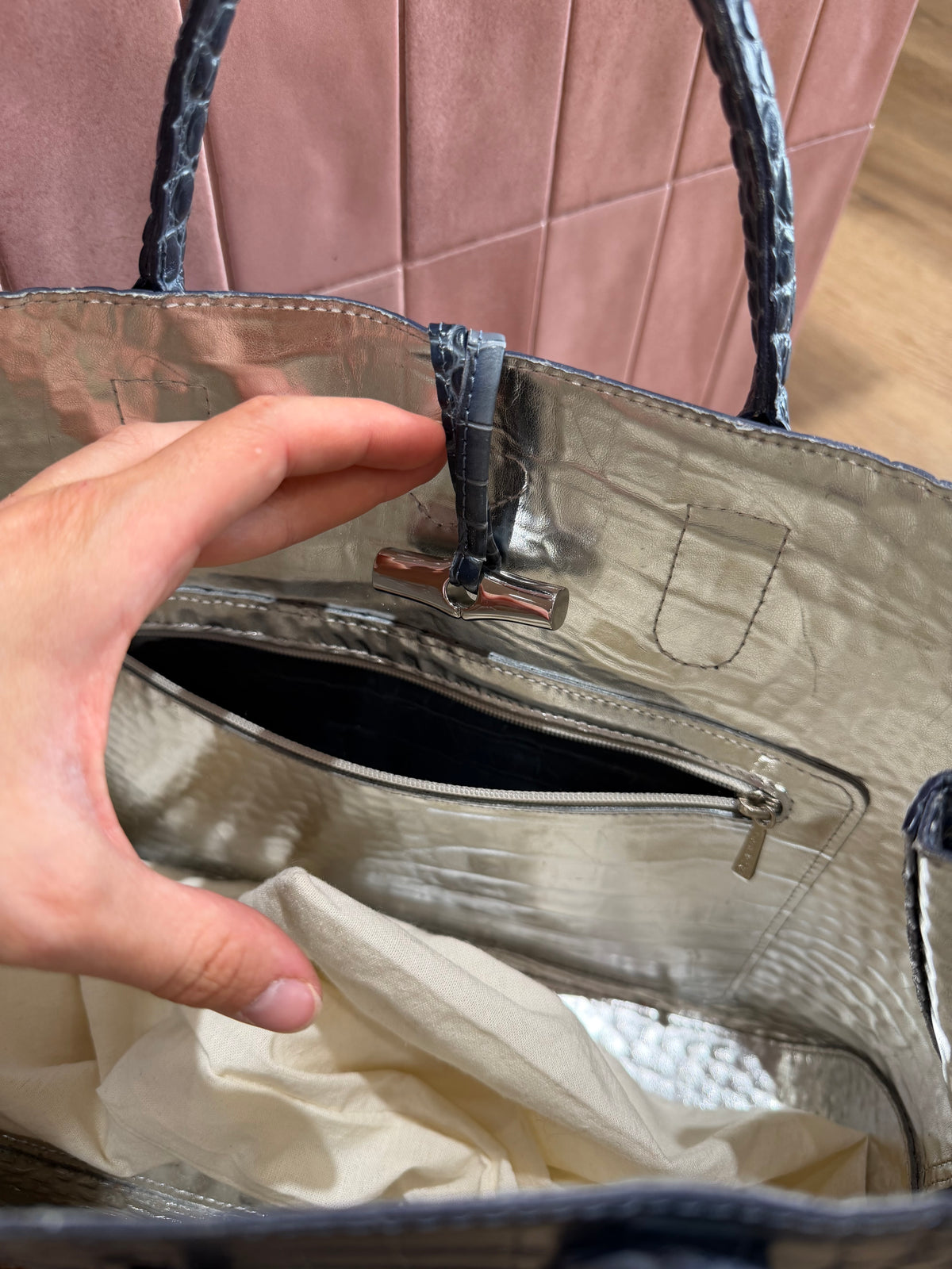 Sac Longchamp en cuir bleu 20/08