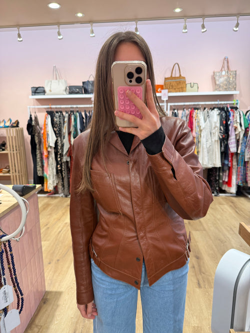 Veste en cuir mugler T.38 07/06