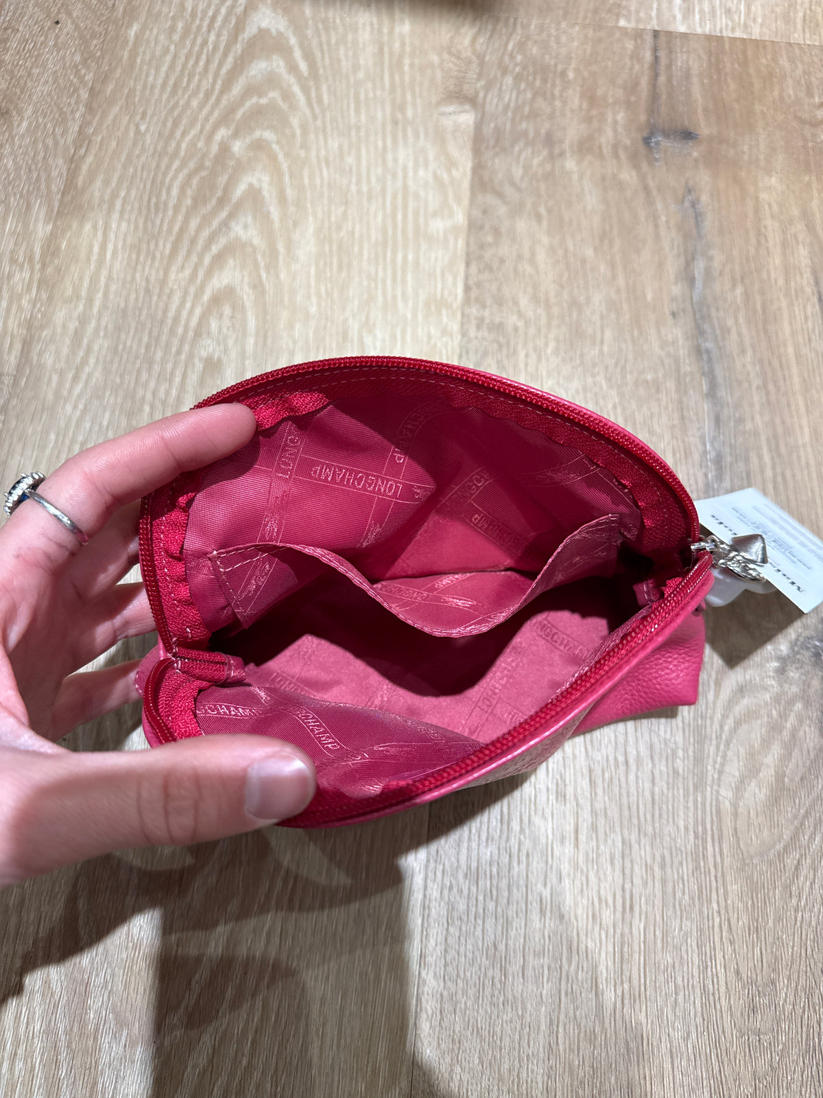 Trousse en cuir rose Longchamp