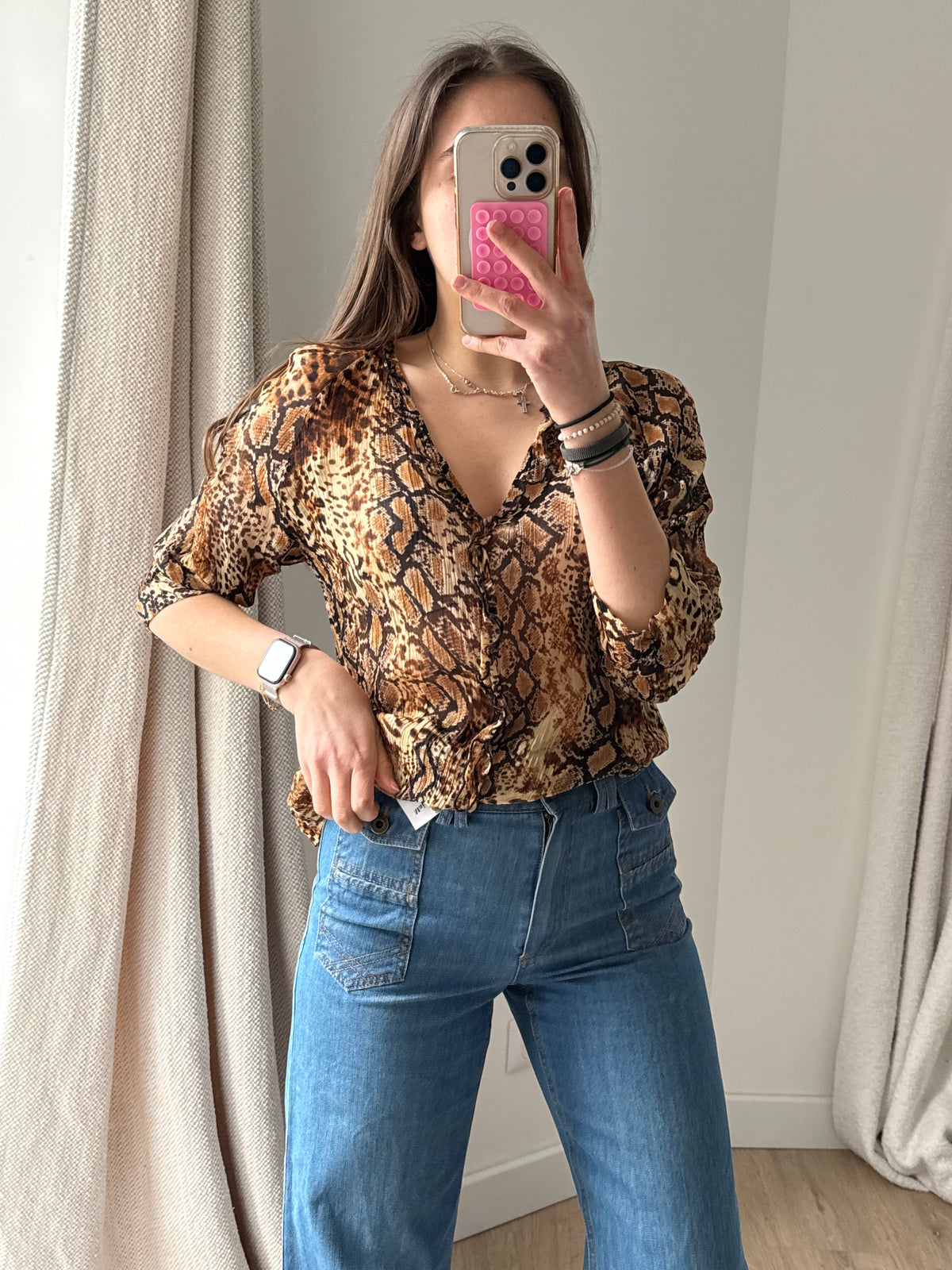 Blouse Ba&sh marron serpent T.XS