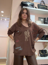 Pull marron laine et cachemire - ME369 - T.M 10/09