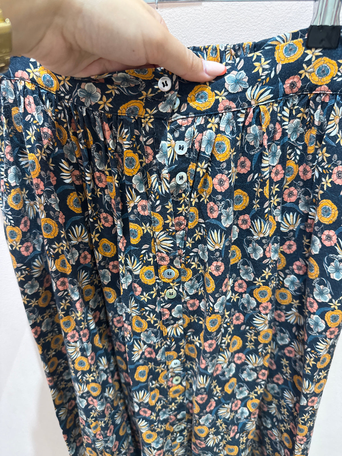 Jupe longue Balzac marron et bleu marine T.S