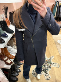 Manteau bleu foncé T.S/M laine