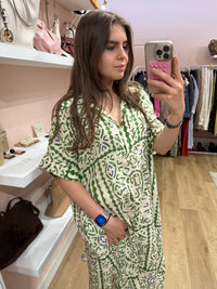 Weill Robe Beige et verte Robe longue T.L 01/07