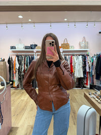 Veste en cuir mugler T.38 07/06