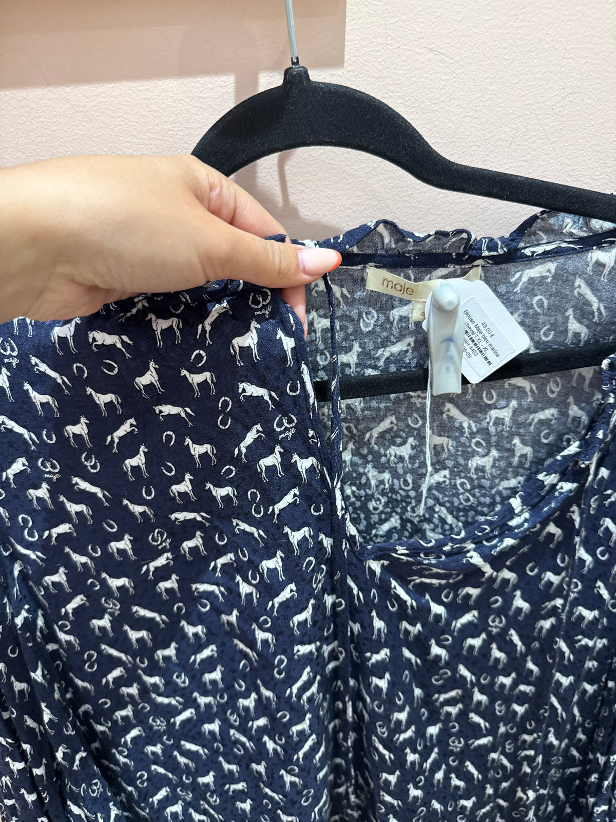 Blouse Maje bleu marine cheval T.XL