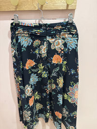 La Fee Maraboutee Jupe longue midi Noir et fleurs bleu T.38