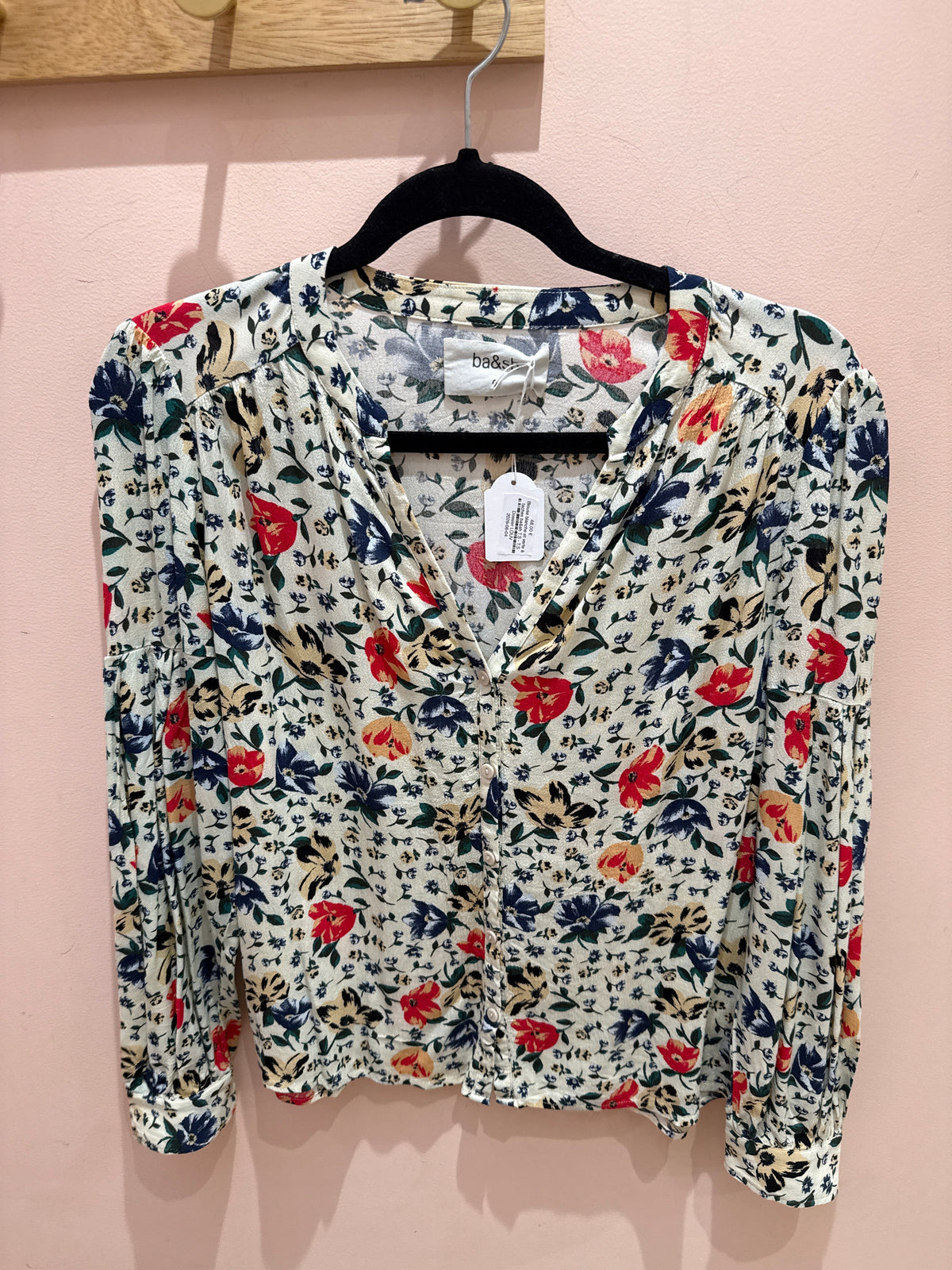 Blouse blanche et verte à taches ba&sh T.S