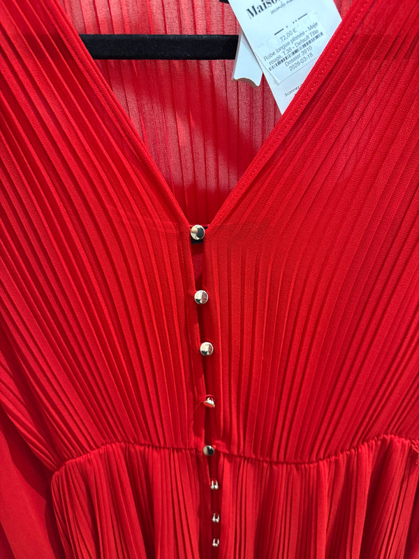 Robe longue plissée - Maje rouge, T.38