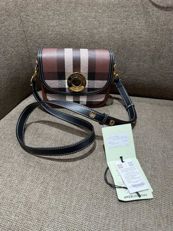 Sac bandoulière Burberry Elizabeth — Dark Birch Brown Check & Leather 15/10