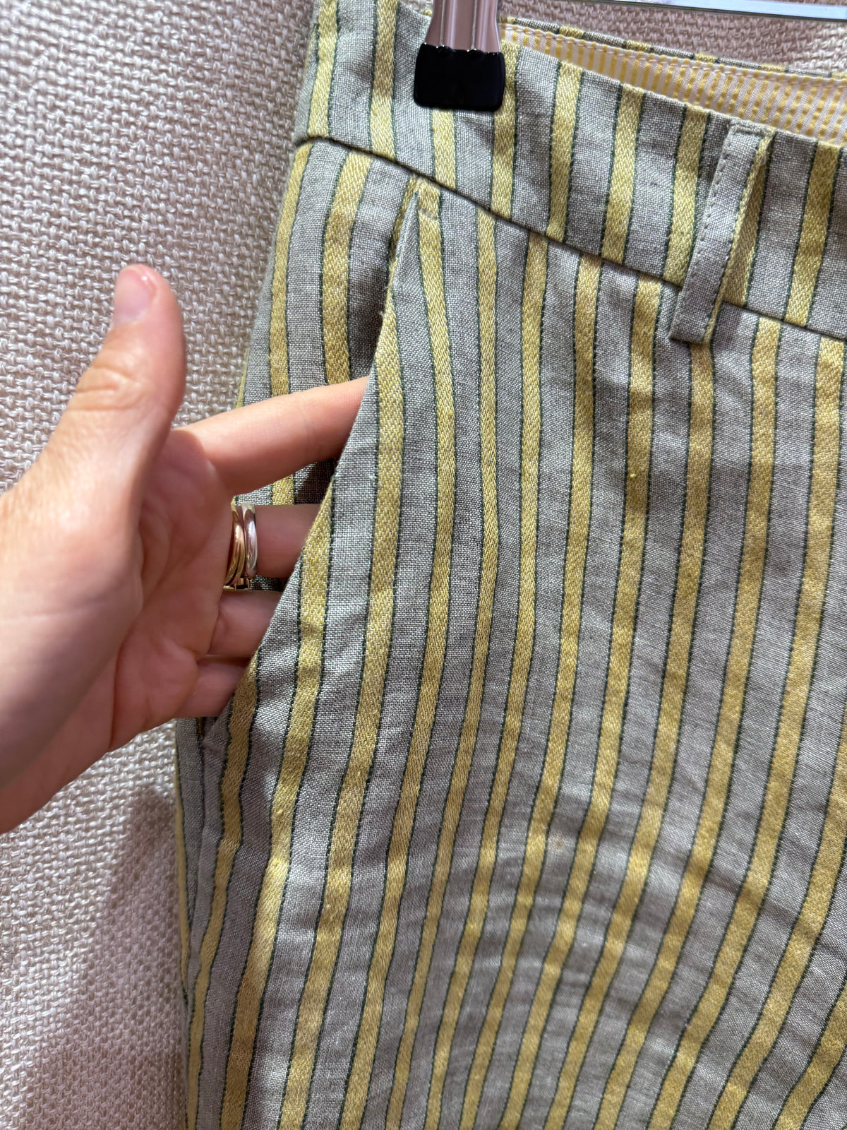 Pantalon rayures vertes et jaunes Hod T.36/38 14/06