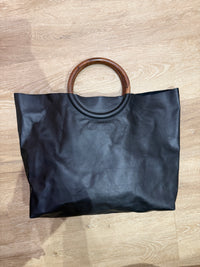 Sac cabas en cuir noir