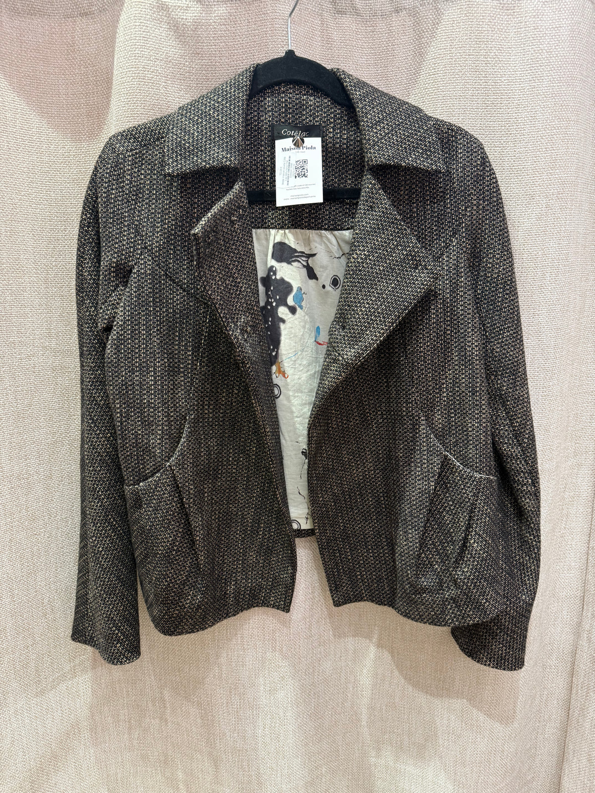 Veste marron courte Côté Lac 66% laine T.M