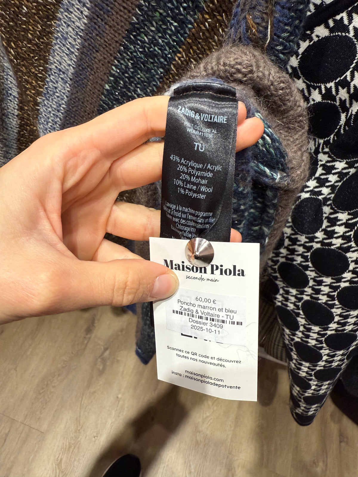 Poncho marron et bleu Zadig & Voltaire T.U