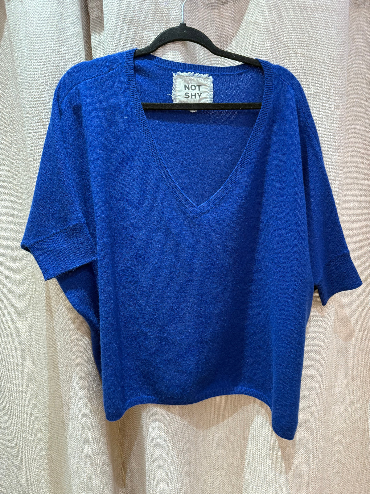 Pull manches courtes bleu roi Not Shy - bleu roi - T.S/M cachemire  02/06