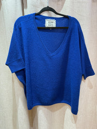 Pull manches courtes bleu roi Not Shy - bleu roi - T.S/M cachemire  02/06