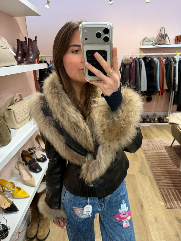 Veste en cuir fourrure T.36 Rizal 19/09