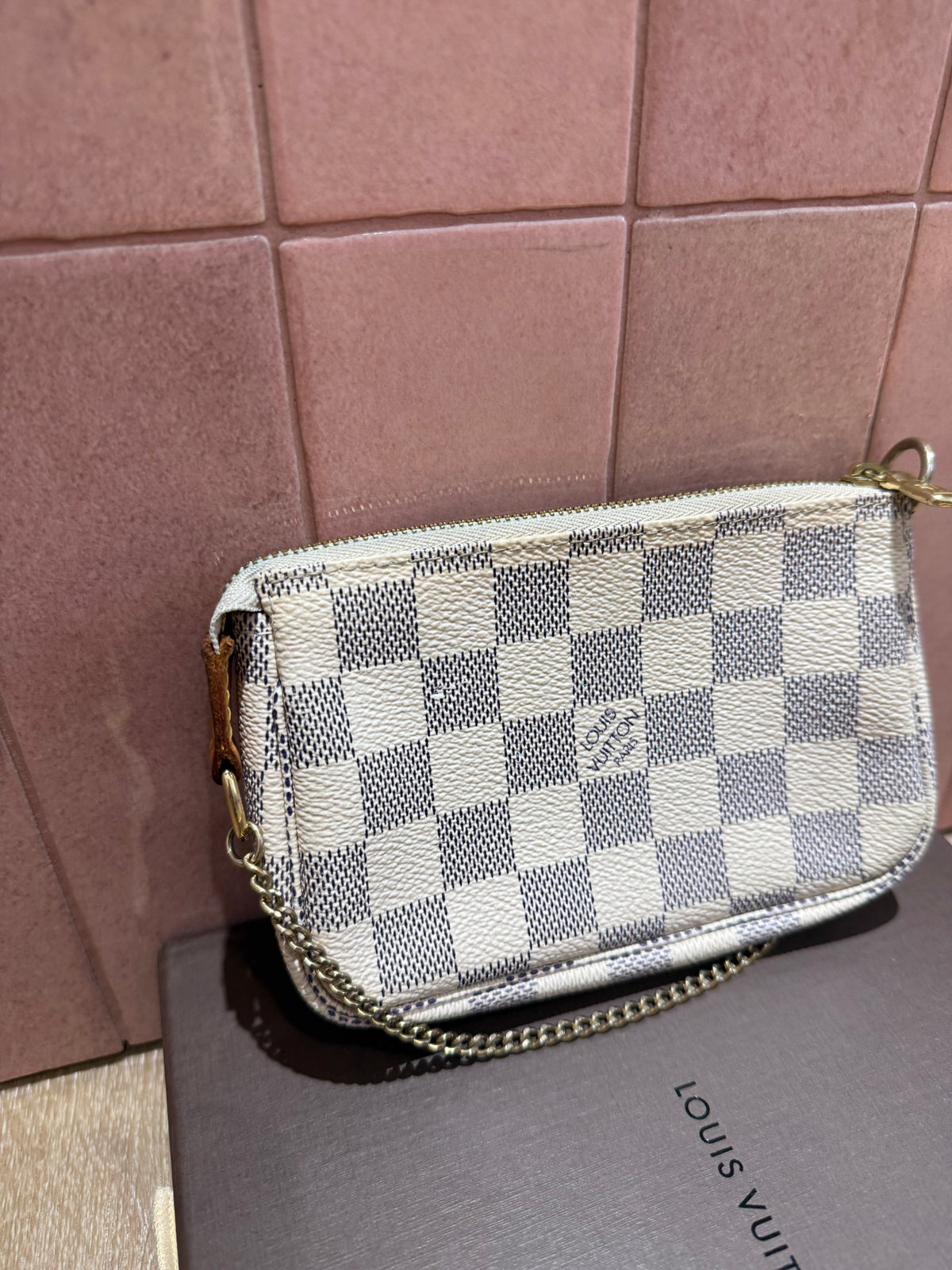 Mini pochette Louis Vuitton damier avec azur