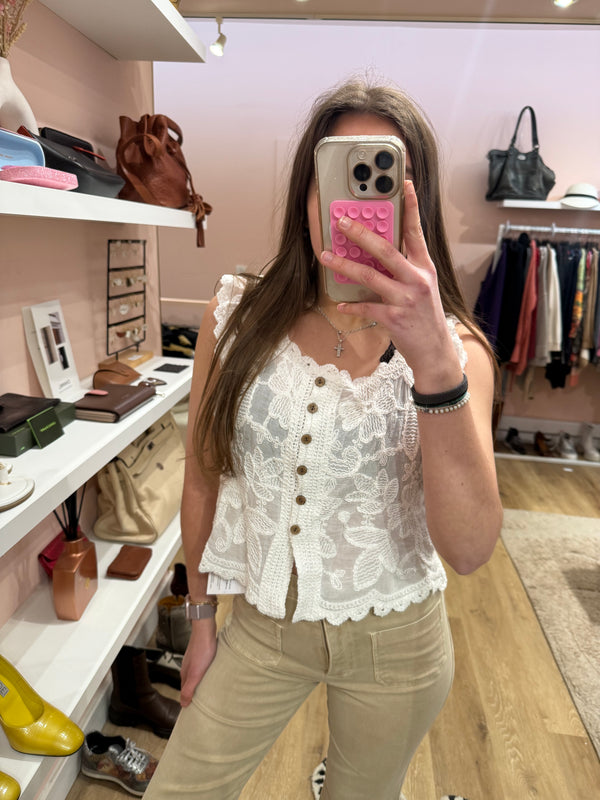 Top Burro crochet blanc T.U