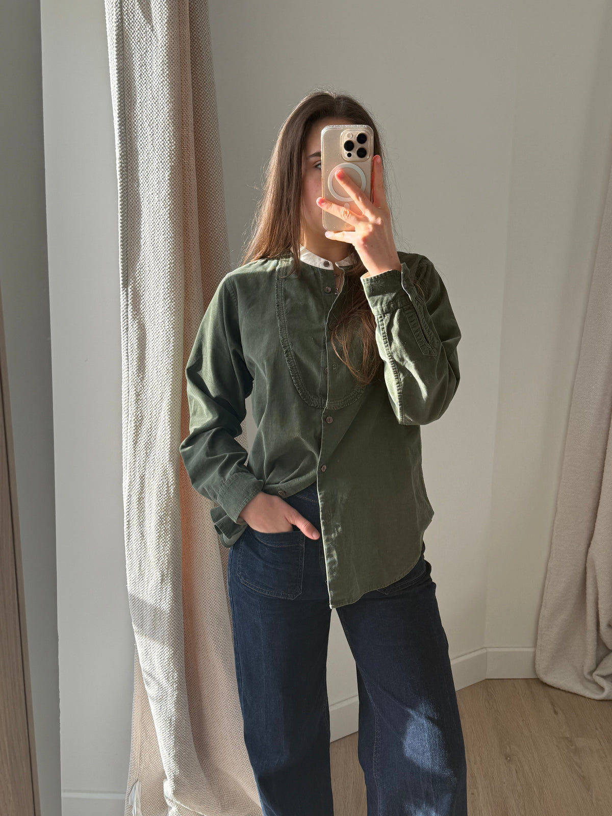 Chemise Comptoir des Cotonniers Verte (velours) T.38