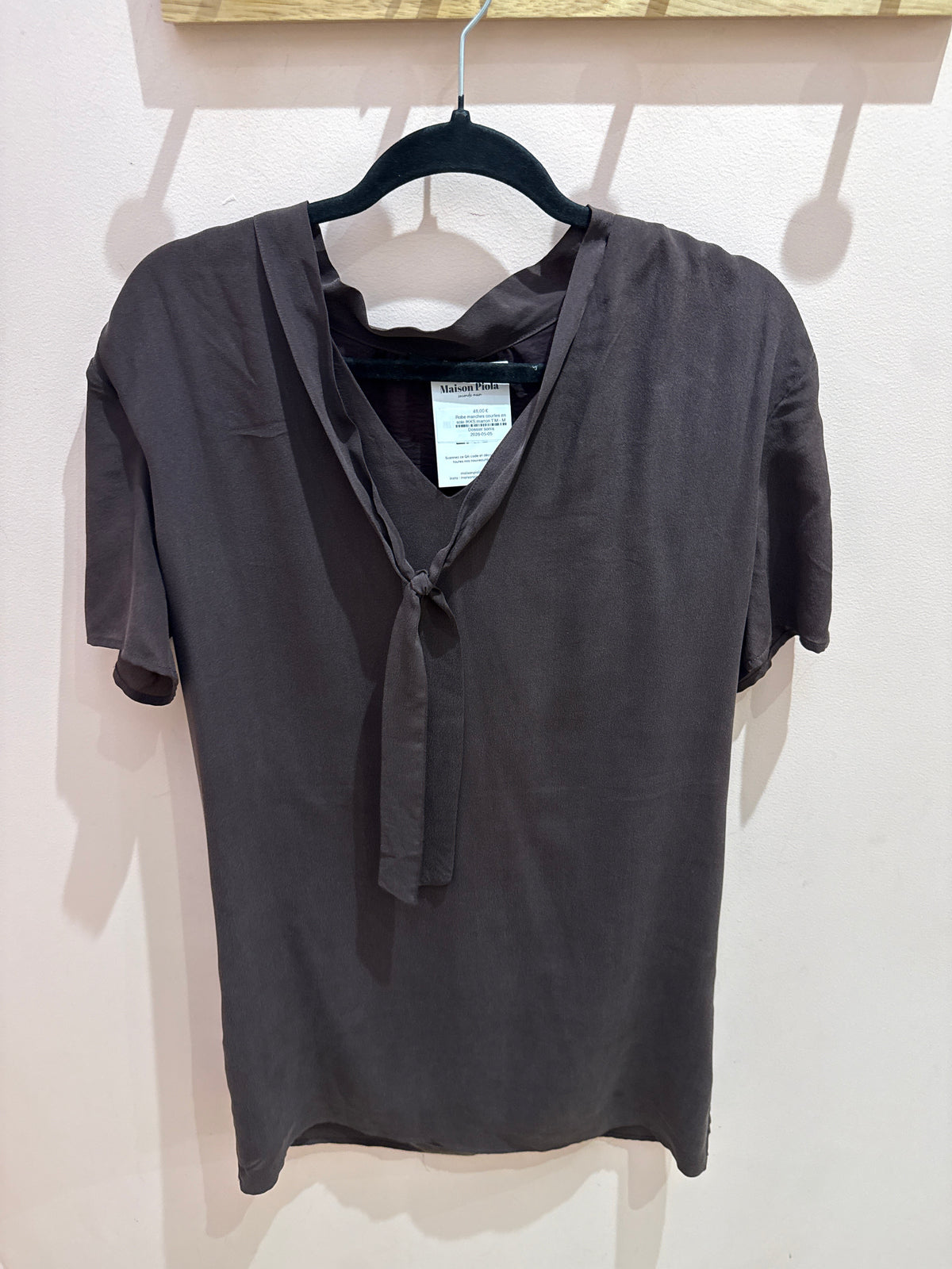 Robe manches courtes en soie IKKS marron T.M