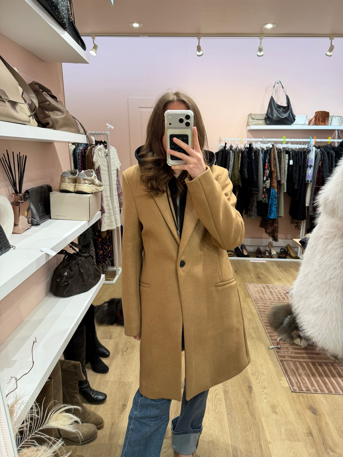 Manteau beige IKKS à capuche noire - T.M 12/10