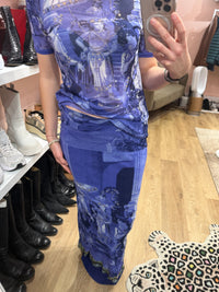 Jupe longue bleue Jean-Paul Gaultier T.M