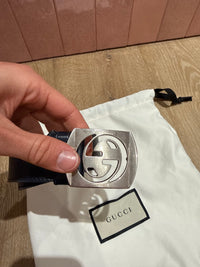 Ceinture Gucci T.90 bleu marine vente privée