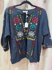 Maison Hôtel Bleu marine T.L - Blouse brodée 08/07