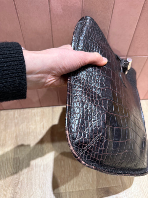 Sac Longchamp marron croco TU