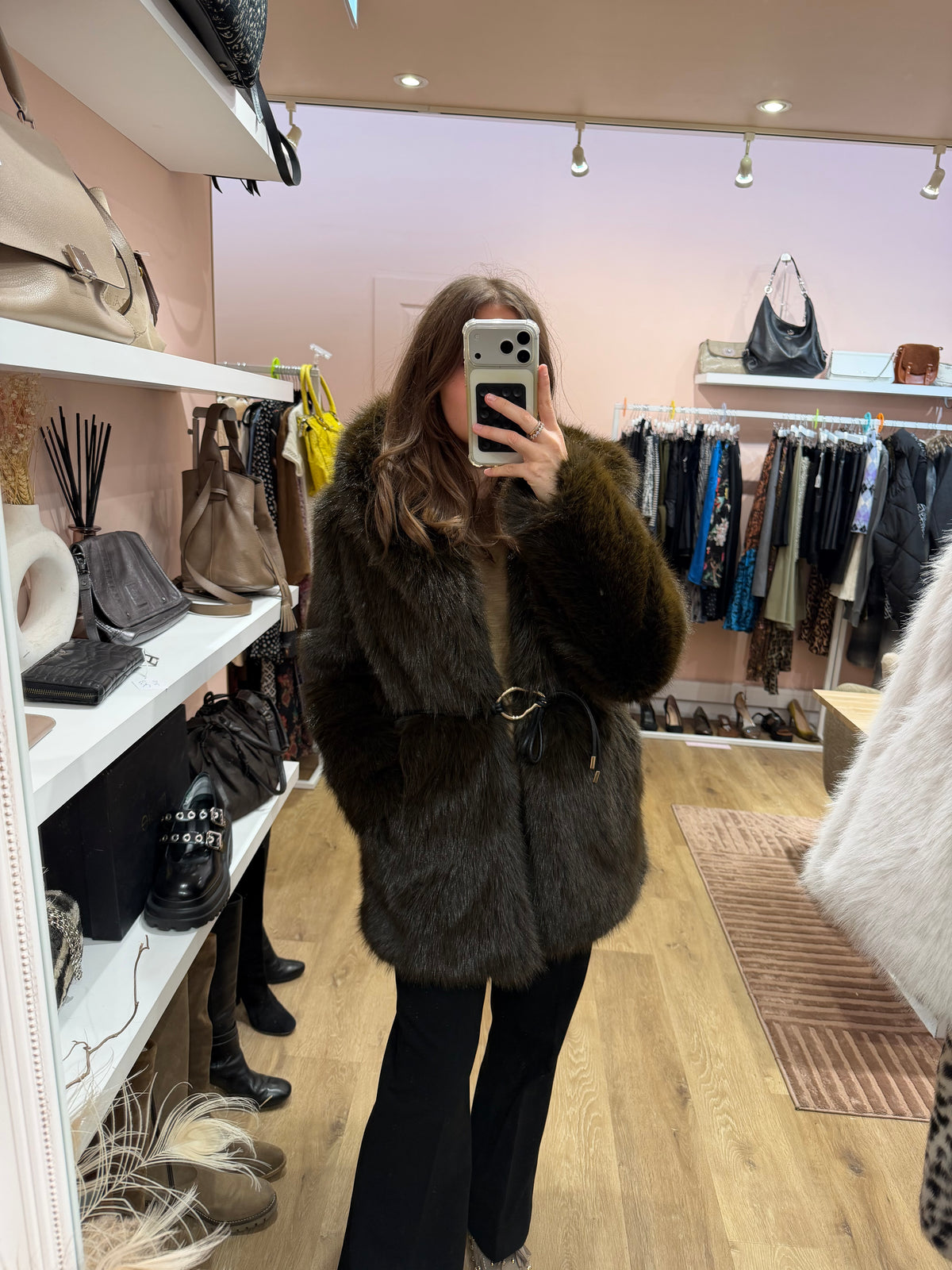 Manteau long marron en fausse fourrure Zara - T.S 16/10